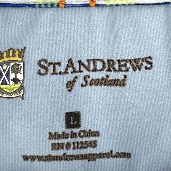 St.‎ Andrews of Scotland Shirt Men's L Light Blue Short Sleeve Polo Golf - Picture 2 of 10
